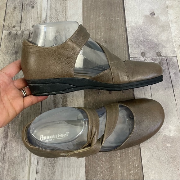 BeautiFeel Pleasure Mary Jane Leather Flats Comfort Shoes Gray 44233 - Picture 3 of 13